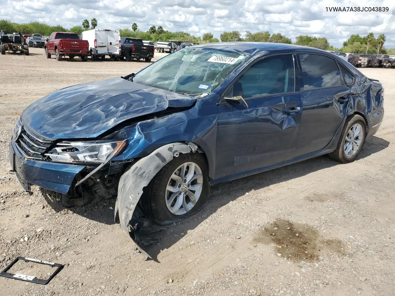 2018 Volkswagen Passat S VIN: 1VWAA7A38JC043839 Lot: 78960214