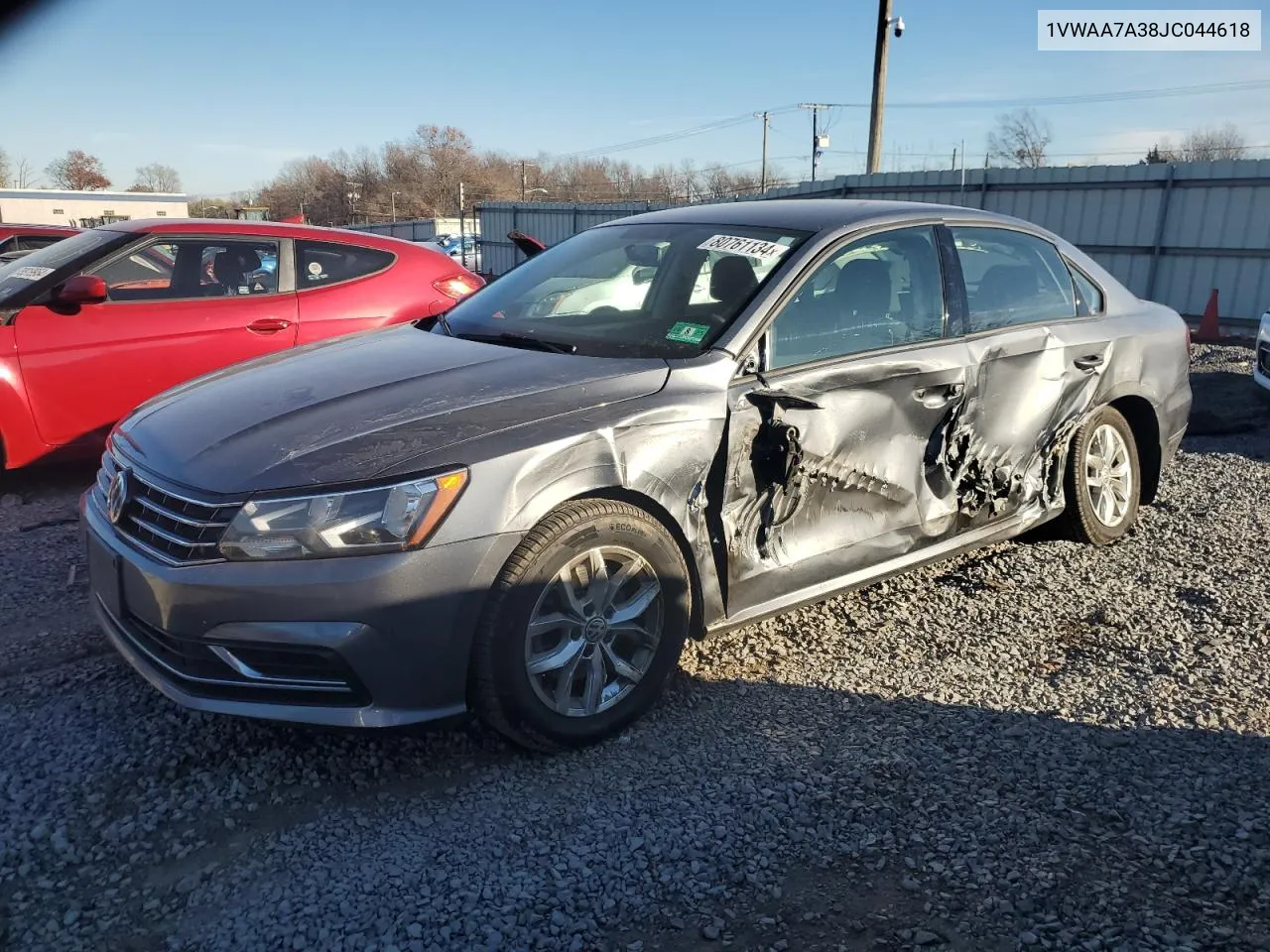 2018 Volkswagen Passat S VIN: 1VWAA7A38JC044618 Lot: 80761134