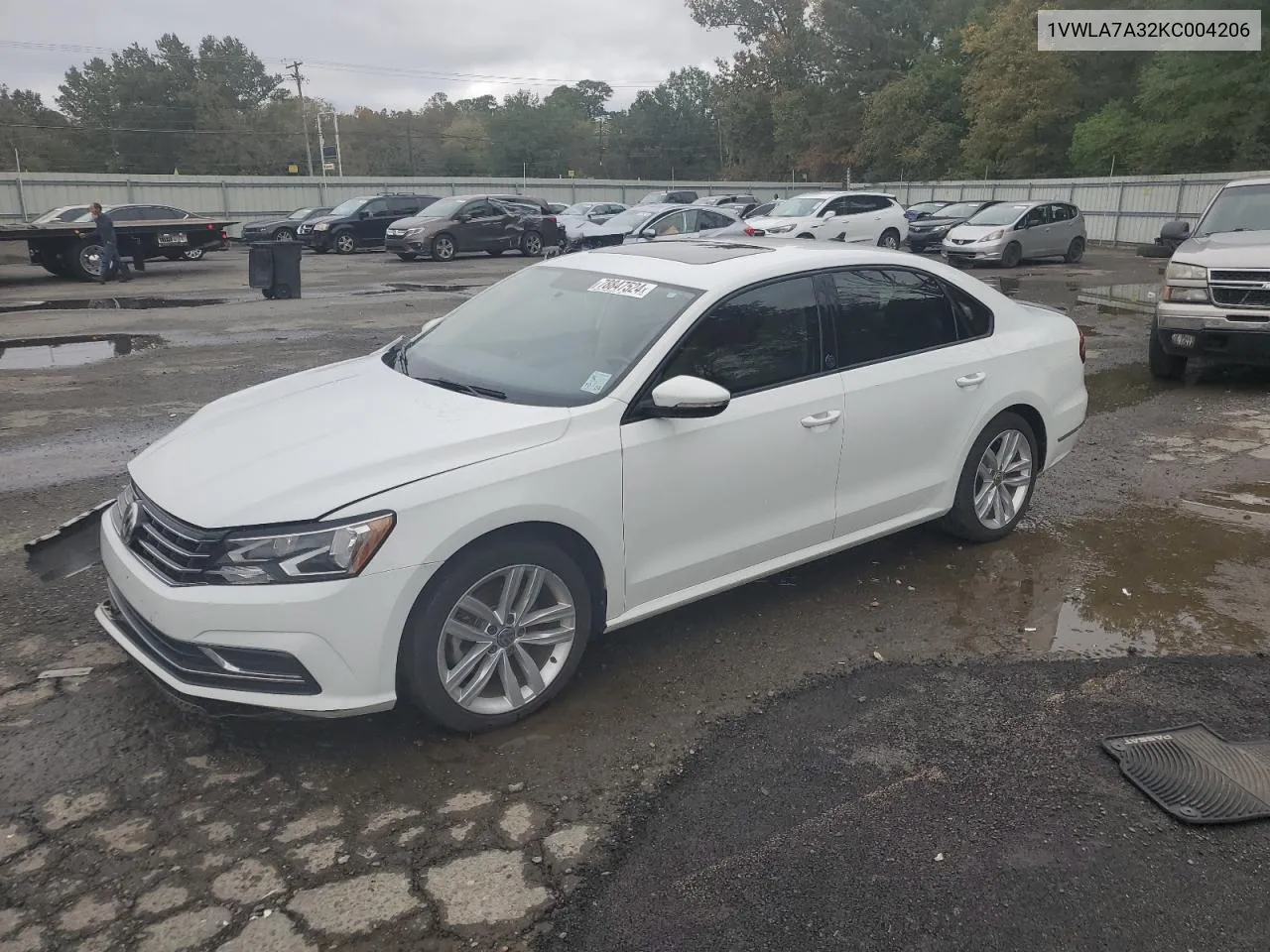 2019 Volkswagen Passat Wolfsburg VIN: 1VWLA7A32KC004206 Lot: 78847524