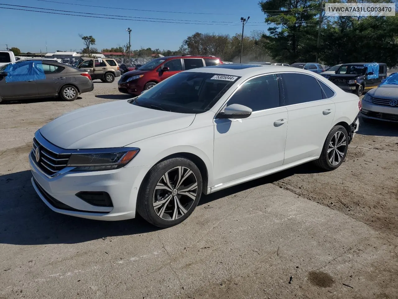 2020 Volkswagen Passat Sel VIN: 1VWCA7A31LC003470 Lot: 75305044