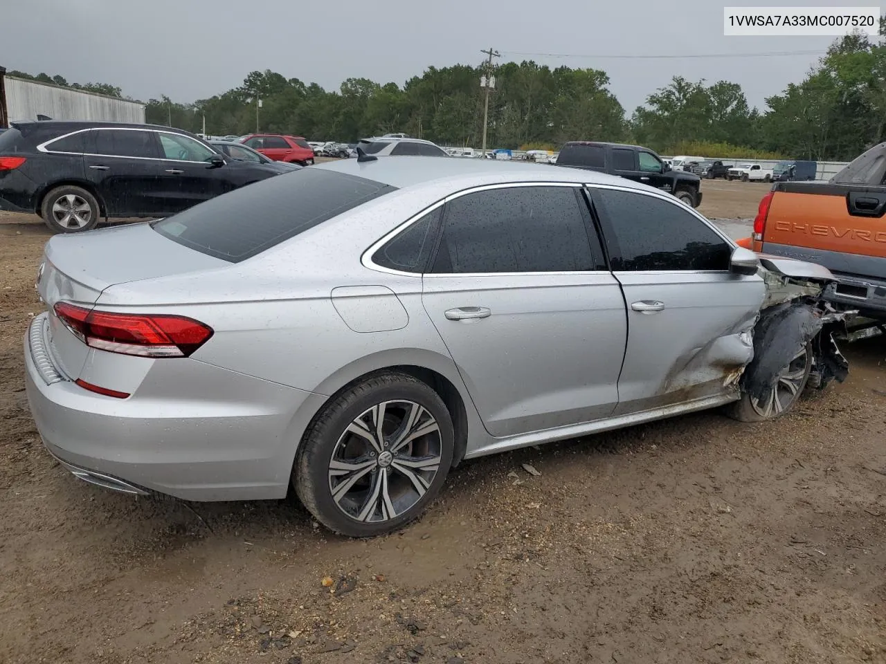 2021 Volkswagen Passat Se VIN: 1VWSA7A33MC007520 Lot: 64236264