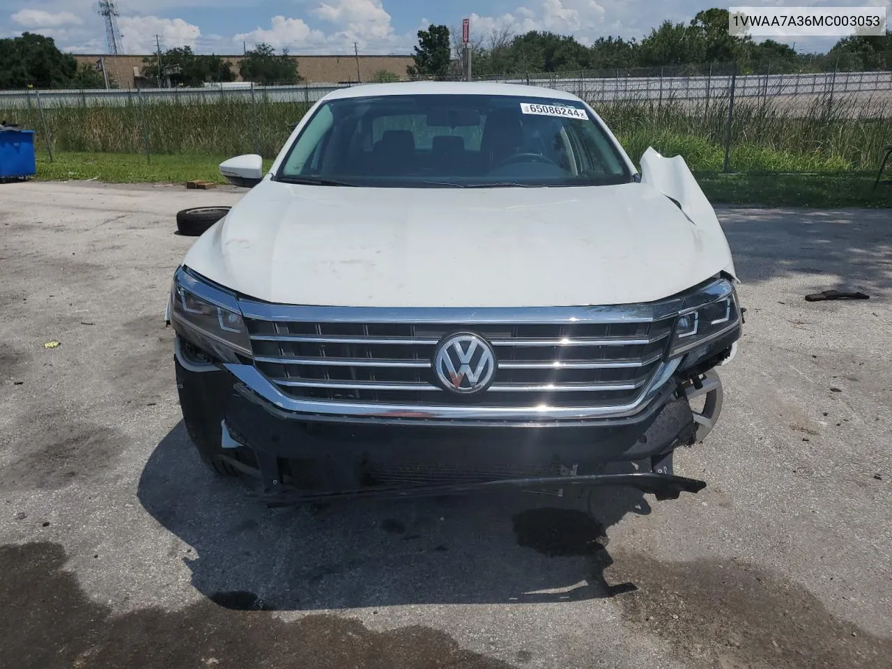 2021 Volkswagen Passat S VIN: 1VWAA7A36MC003053 Lot: 65086244