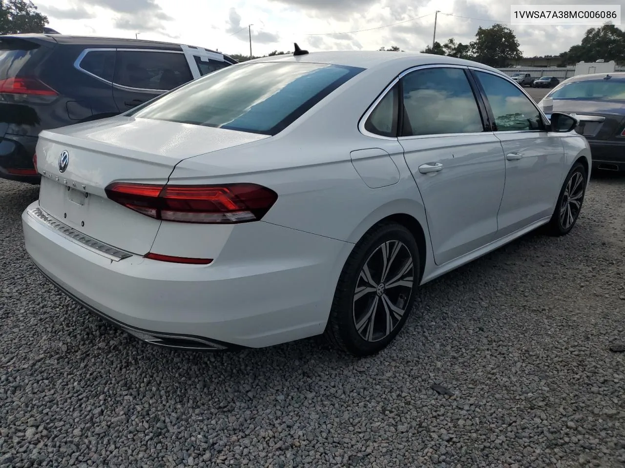 2021 Volkswagen Passat Se VIN: 1VWSA7A38MC006086 Lot: 73803964