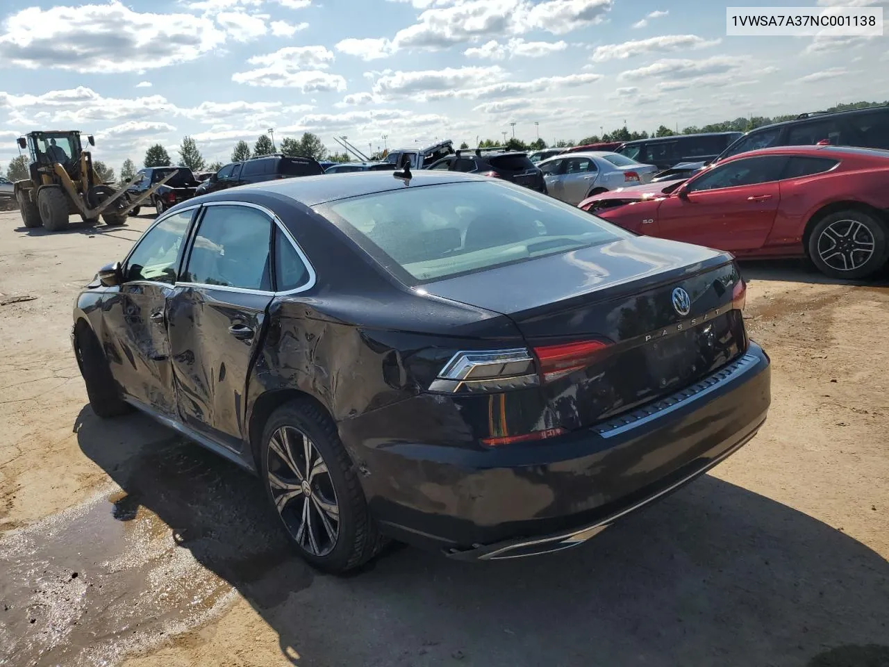 2022 Volkswagen Passat Se VIN: 1VWSA7A37NC001138 Lot: 64023074