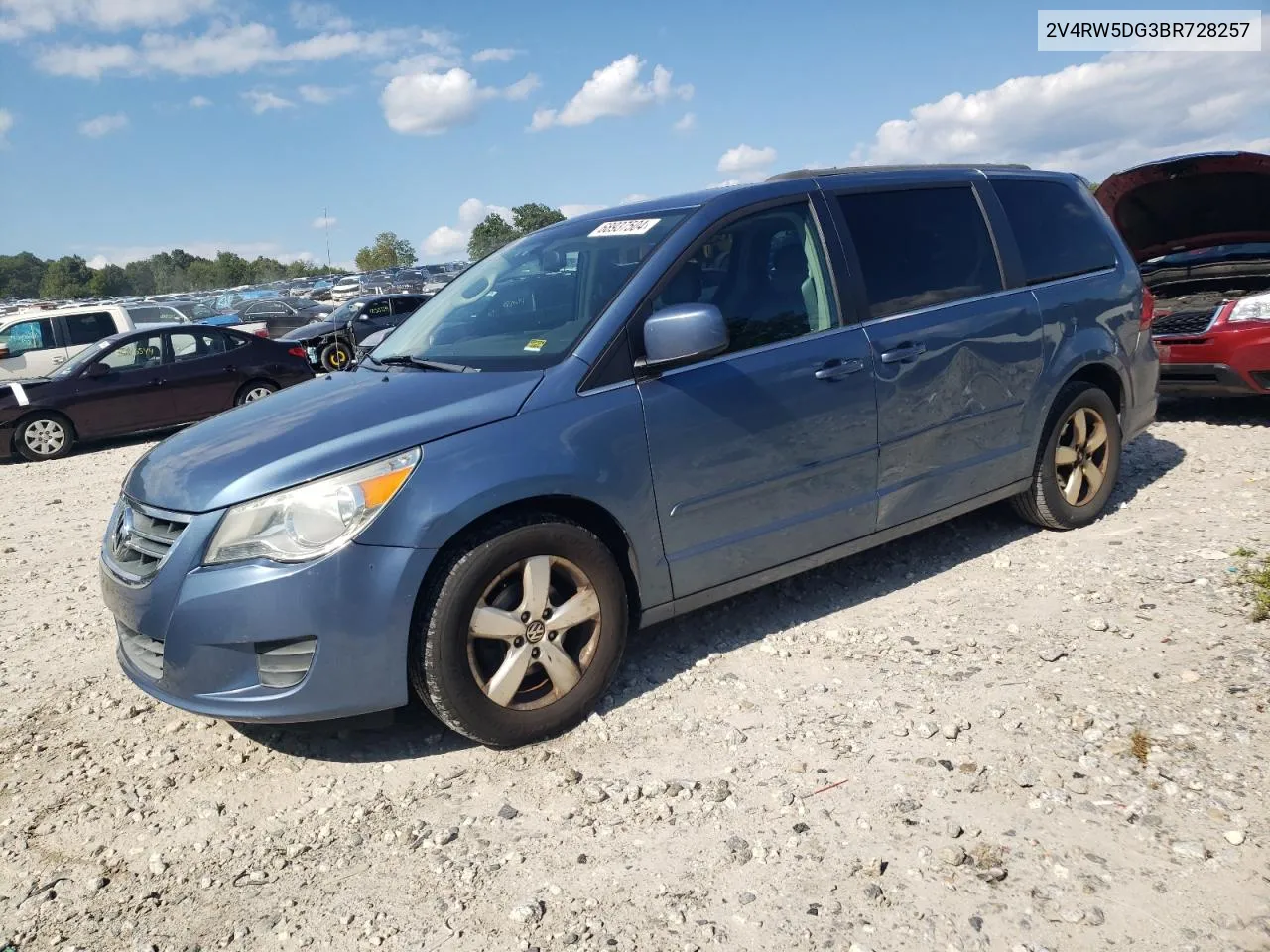 2011 Volkswagen Routan Sel VIN: 2V4RW5DG3BR728257 Lot: 68937504