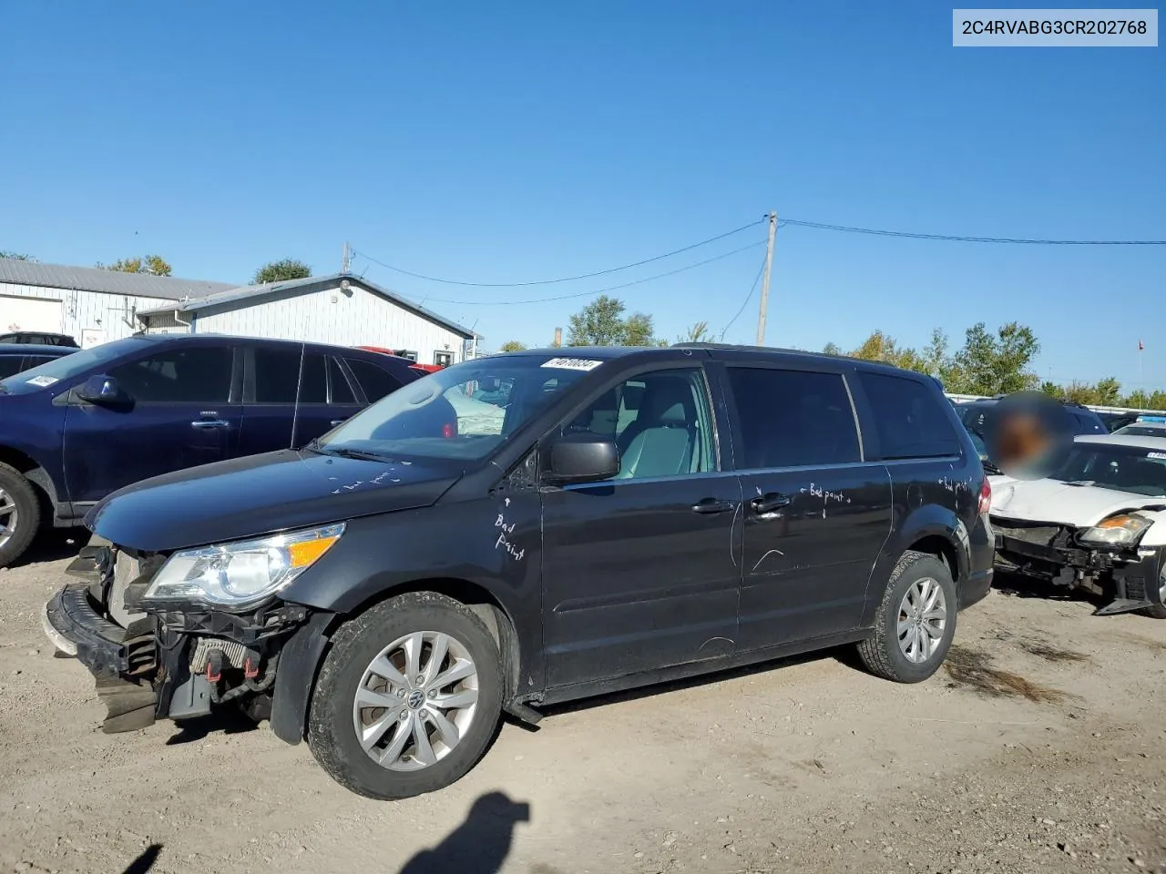 2012 Volkswagen Routan Se VIN: 2C4RVABG3CR202768 Lot: 74610034