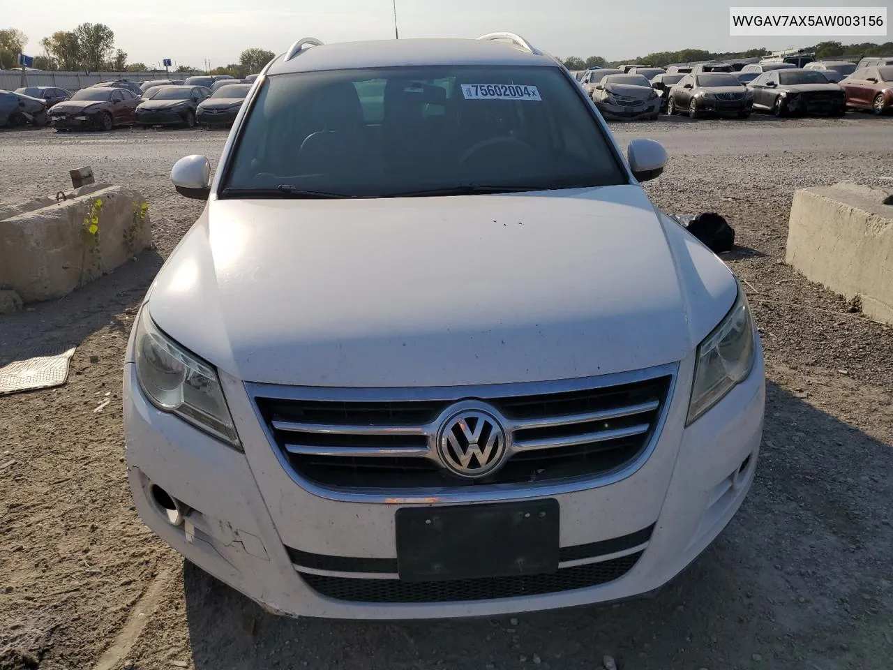 2010 Volkswagen Tiguan S VIN: WVGAV7AX5AW003156 Lot: 75602004