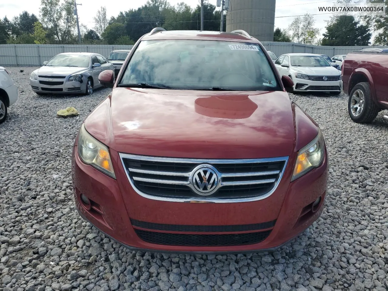 2011 Volkswagen Tiguan S VIN: WVGBV7AX0BW000364 Lot: 72496694