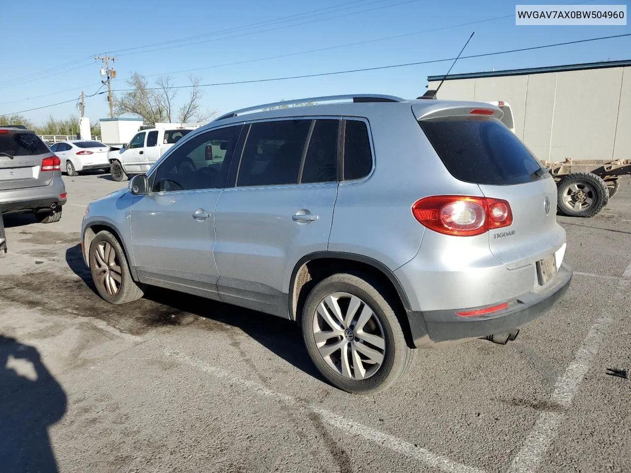 2011 Volkswagen Tiguan S VIN: WVGAV7AX0BW504960 Lot: 74560824