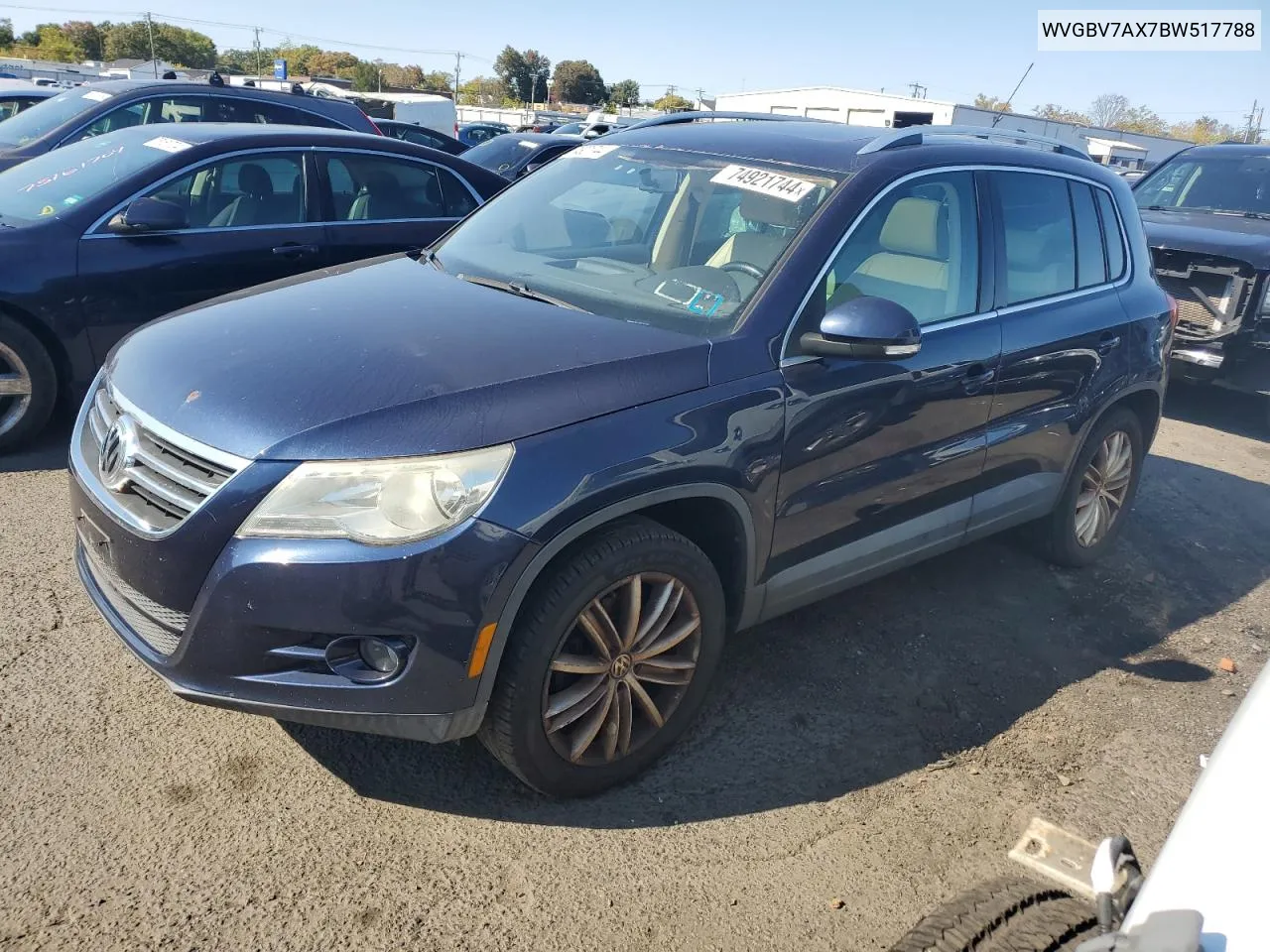 2011 Volkswagen Tiguan S VIN: WVGBV7AX7BW517788 Lot: 74921744