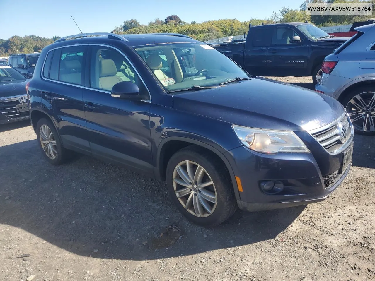 2011 Volkswagen Tiguan S VIN: WVGBV7AX9BW518764 Lot: 75000964