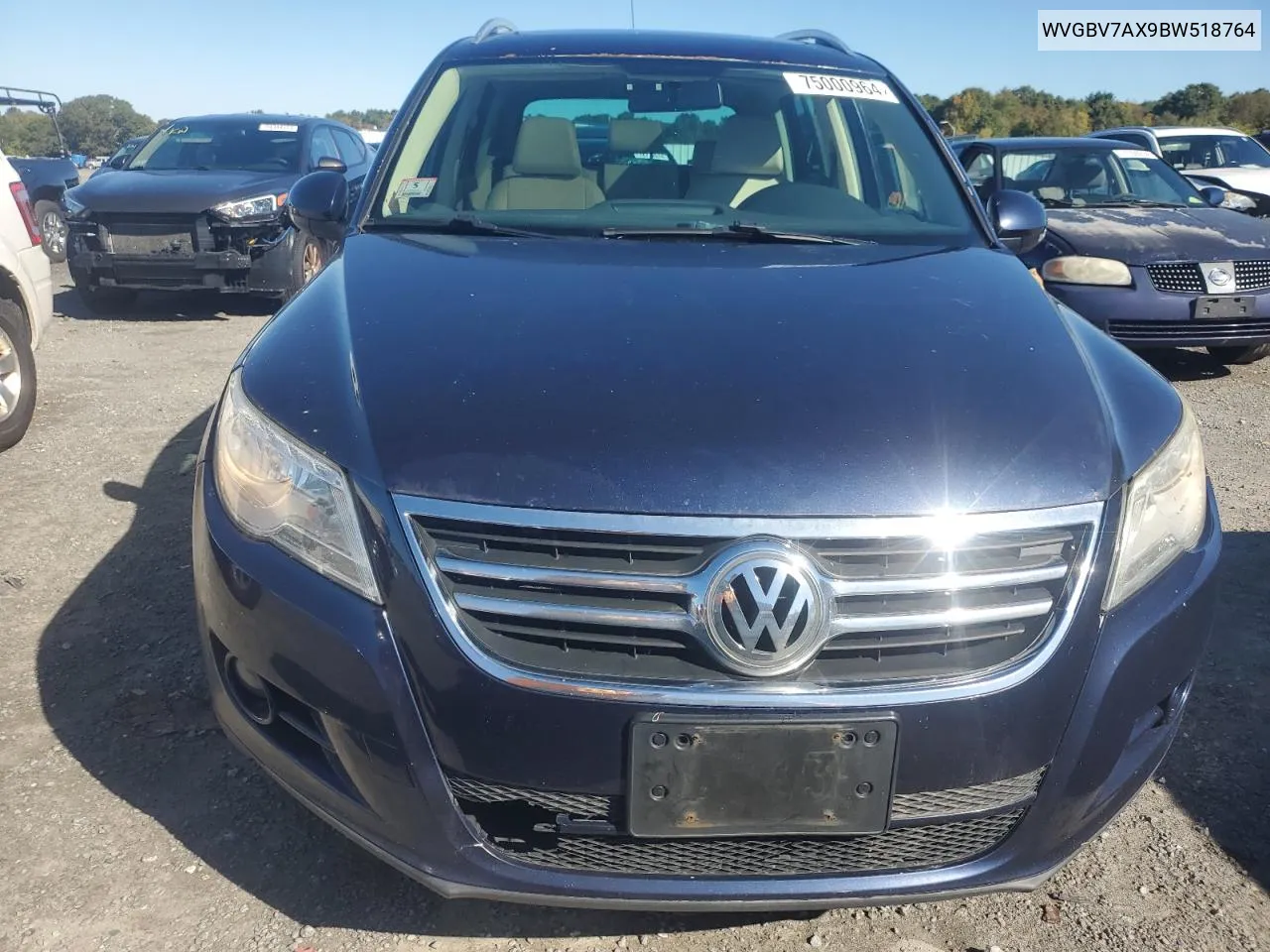 2011 Volkswagen Tiguan S VIN: WVGBV7AX9BW518764 Lot: 75000964