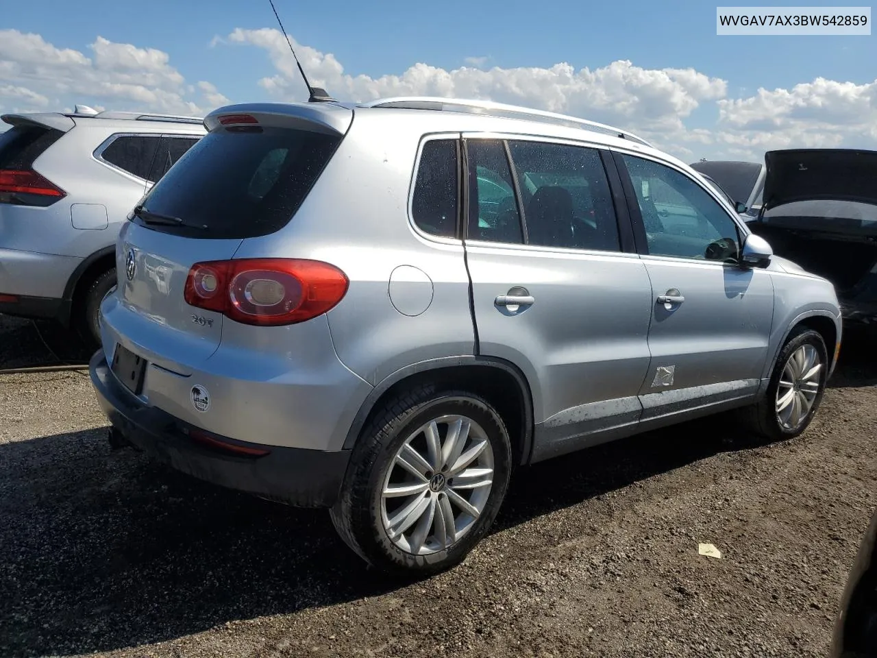 2011 Volkswagen Tiguan S VIN: WVGAV7AX3BW542859 Lot: 77356384