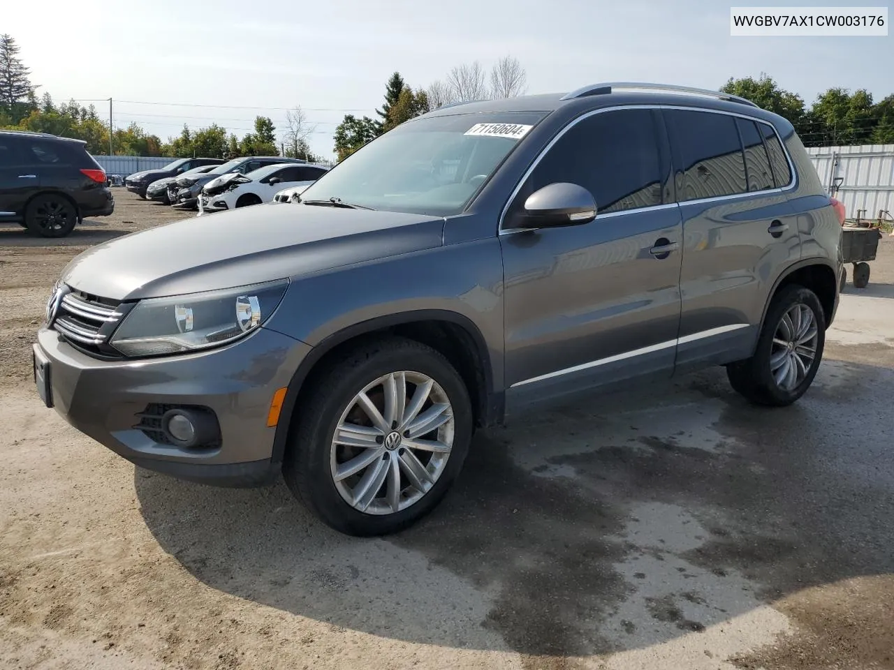 2012 Volkswagen Tiguan S VIN: WVGBV7AX1CW003176 Lot: 71150604