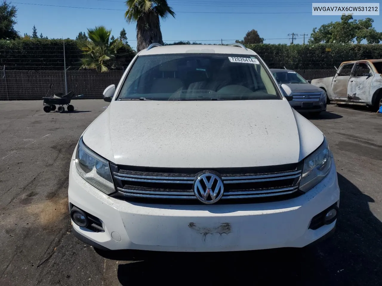 2012 Volkswagen Tiguan S VIN: WVGAV7AX6CW531212 Lot: 72826414