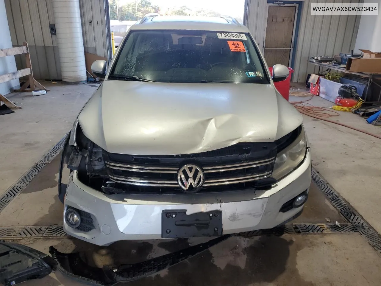 2012 Volkswagen Tiguan S VIN: WVGAV7AX6CW523434 Lot: 73938354