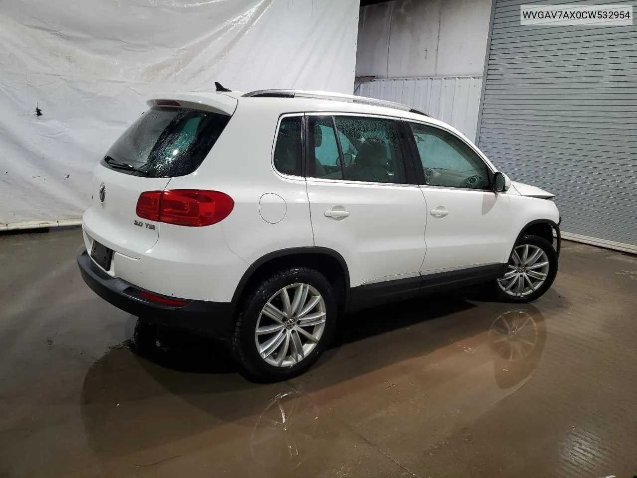 2012 Volkswagen Tiguan S VIN: WVGAV7AX0CW532954 Lot: 74112354