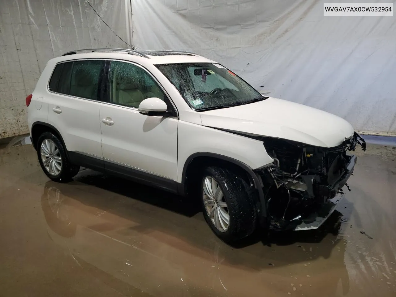 2012 Volkswagen Tiguan S VIN: WVGAV7AX0CW532954 Lot: 74112354