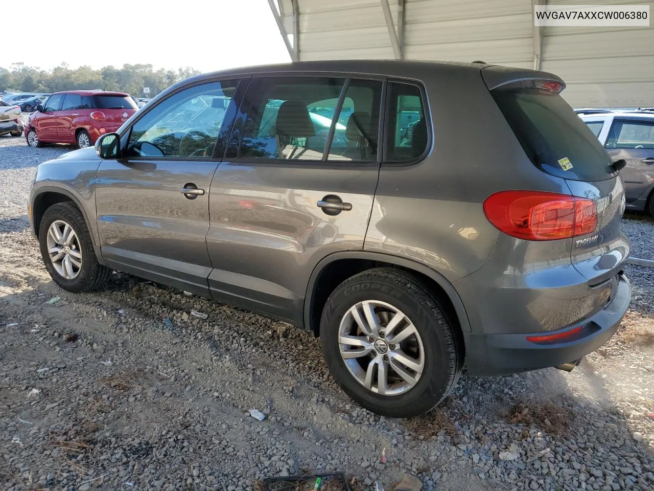 2012 Volkswagen Tiguan S VIN: WVGAV7AXXCW006380 Lot: 74186034