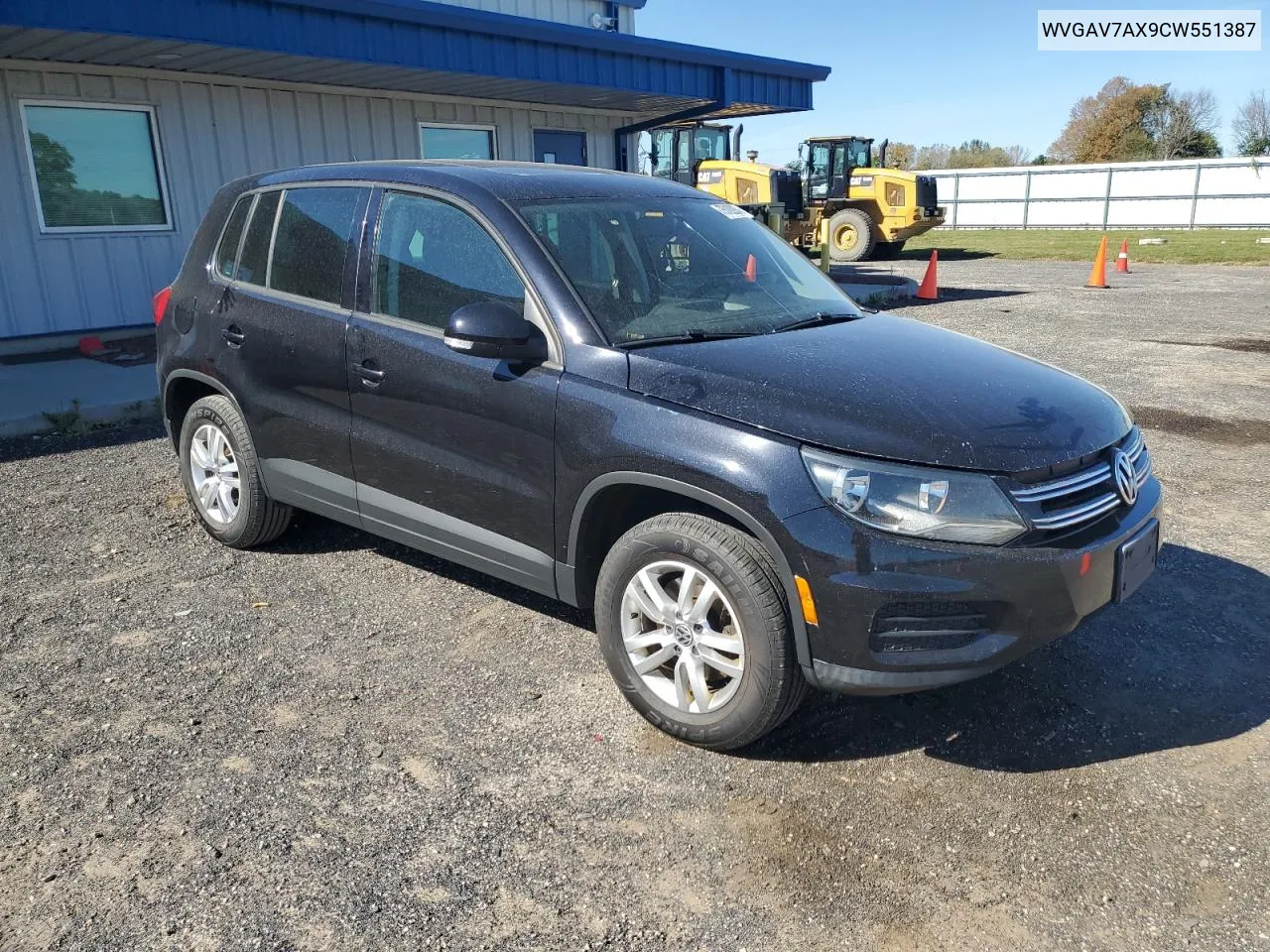 2012 Volkswagen Tiguan S VIN: WVGAV7AX9CW551387 Lot: 75102834