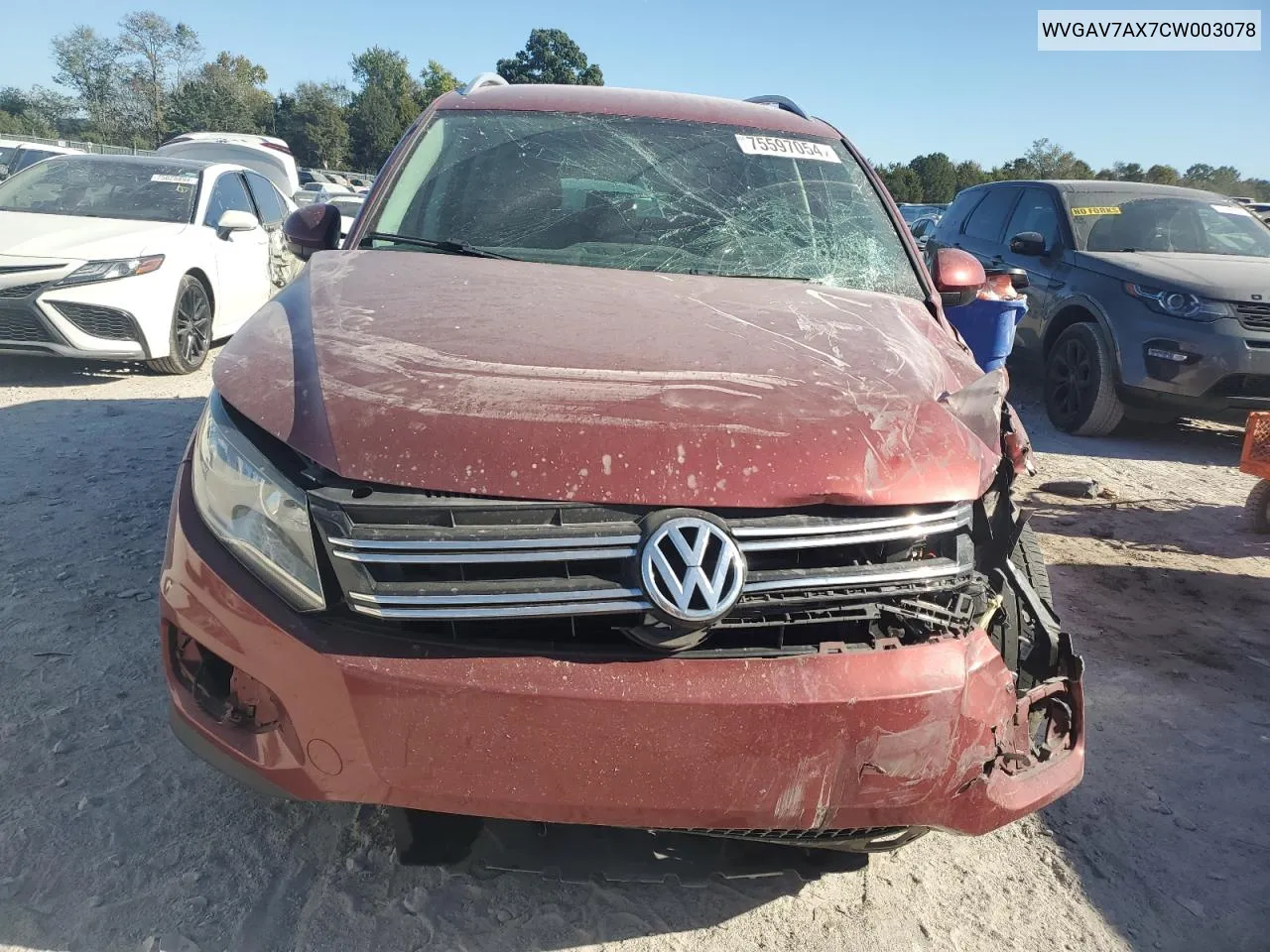 WVGAV7AX7CW003078 2012 Volkswagen Tiguan S