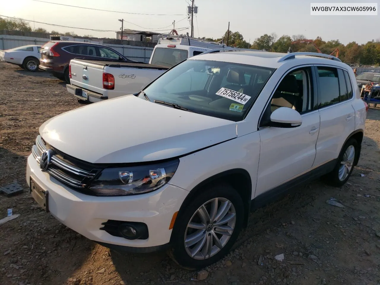 2012 Volkswagen Tiguan S VIN: WVGBV7AX3CW605996 Lot: 75756244