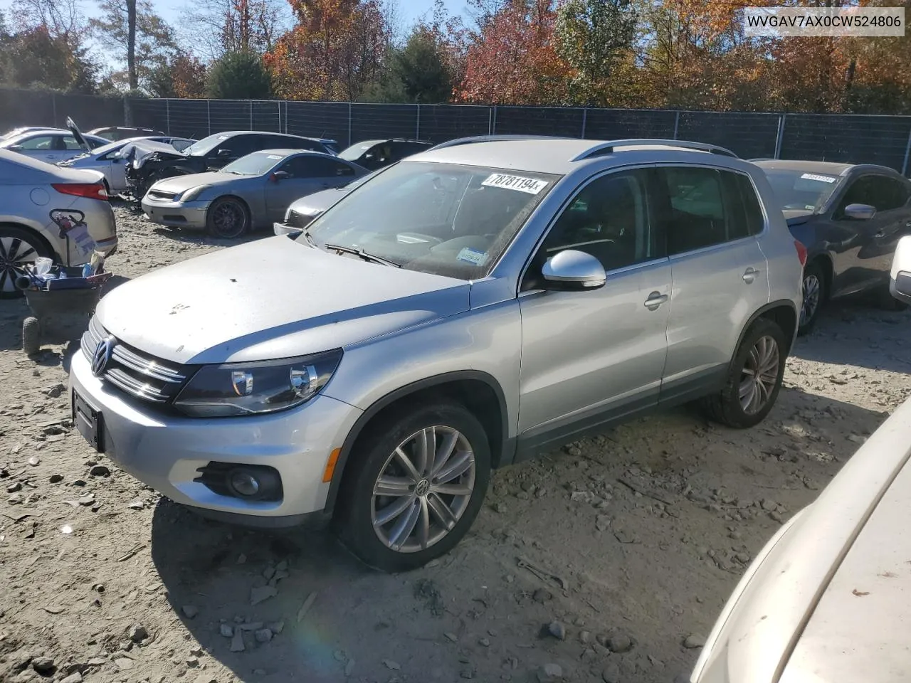 2012 Volkswagen Tiguan S VIN: WVGAV7AX0CW524806 Lot: 78781194