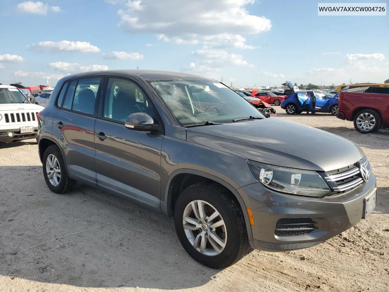 2012 Volkswagen Tiguan S VIN: WVGAV7AXXCW004726 Lot: 80359974