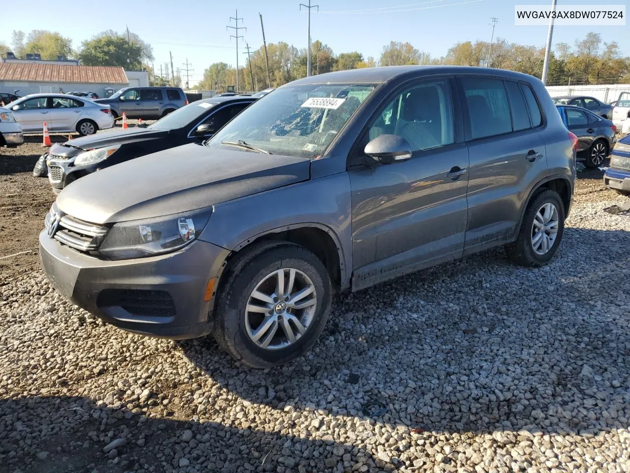 2013 Volkswagen Tiguan S VIN: WVGAV3AX8DW077524 Lot: 76538894