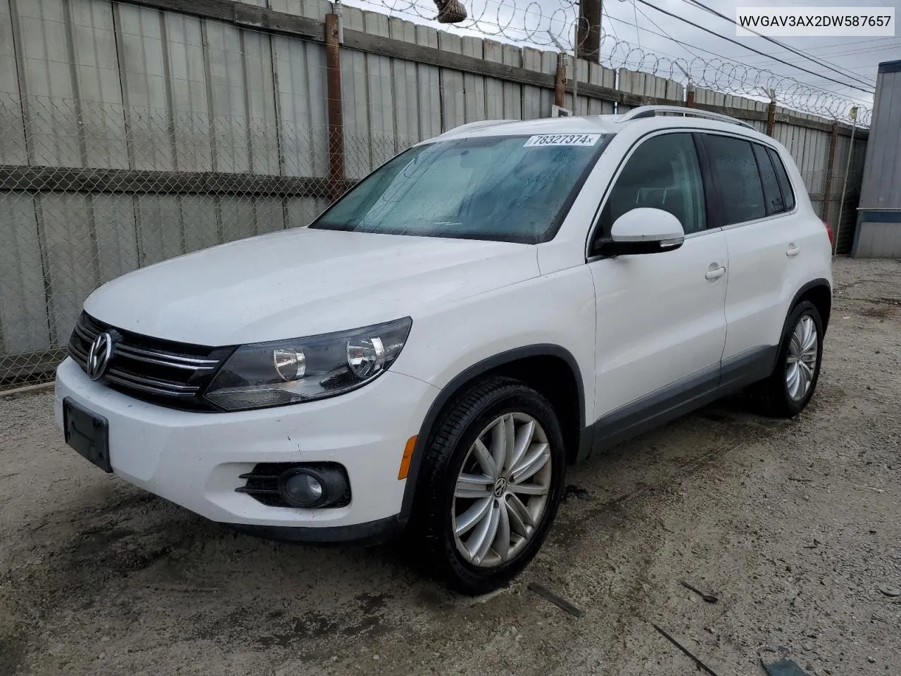 2013 Volkswagen Tiguan S VIN: WVGAV3AX2DW587657 Lot: 78327374