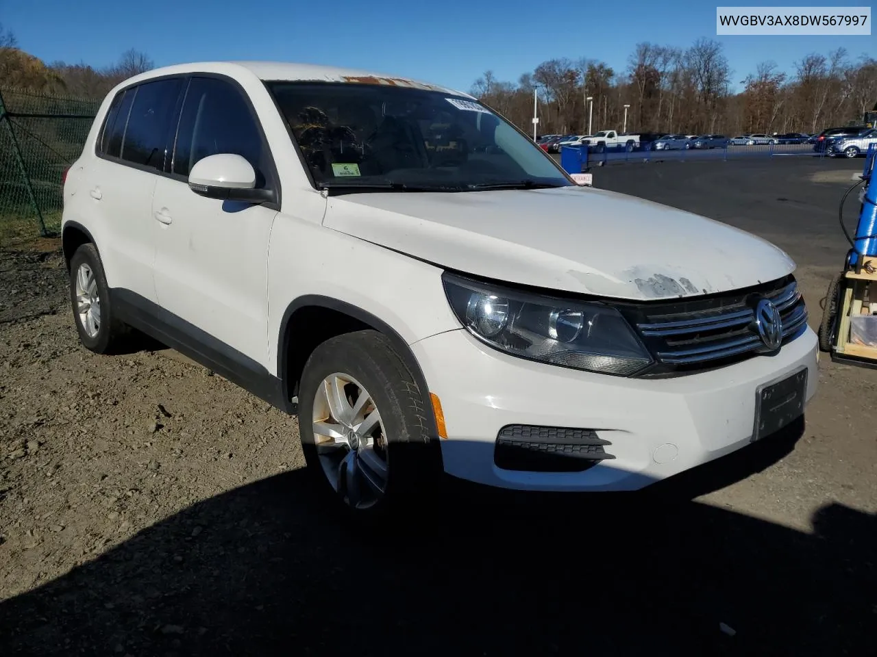 2013 Volkswagen Tiguan S VIN: WVGBV3AX8DW567997 Lot: 79901834