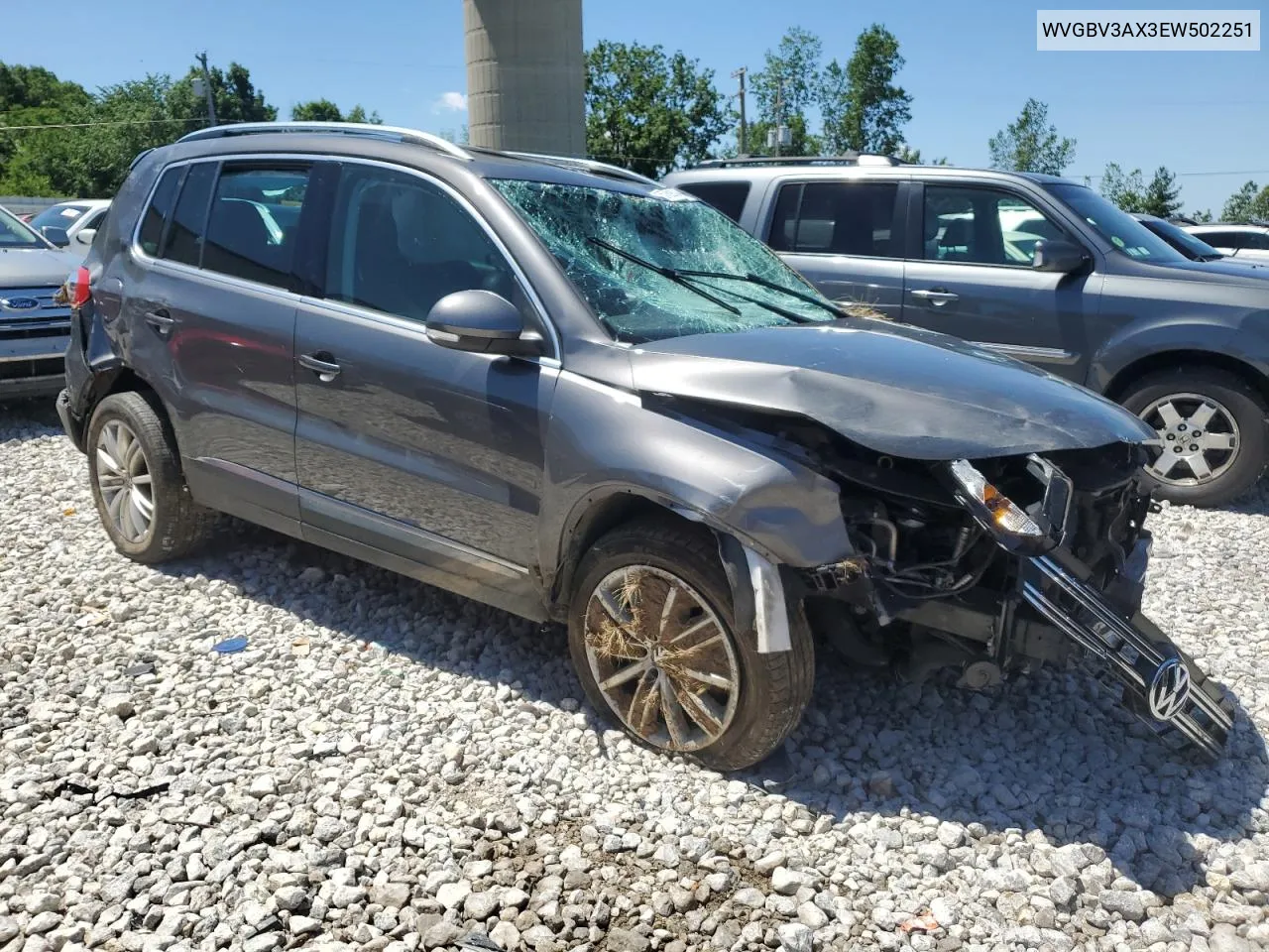 2014 Volkswagen Tiguan S VIN: WVGBV3AX3EW502251 Lot: 57693304