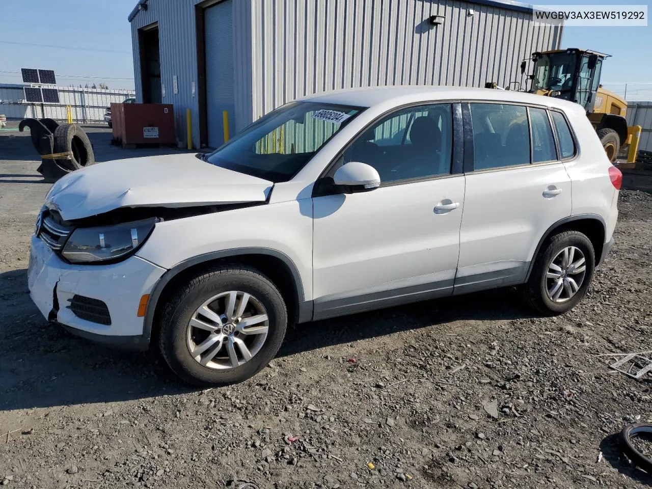 2014 Volkswagen Tiguan S VIN: WVGBV3AX3EW519292 Lot: 69805204