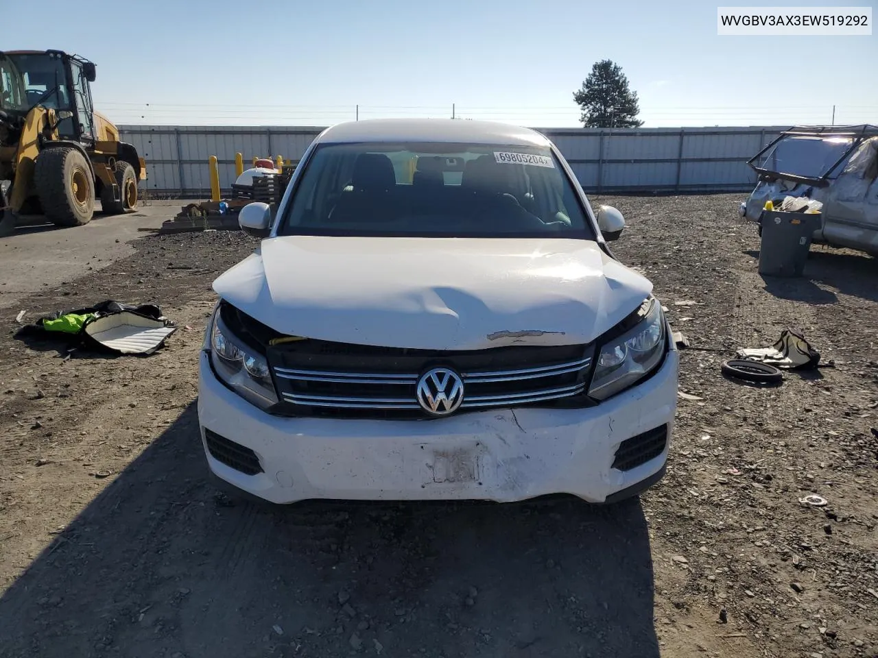 2014 Volkswagen Tiguan S VIN: WVGBV3AX3EW519292 Lot: 69805204