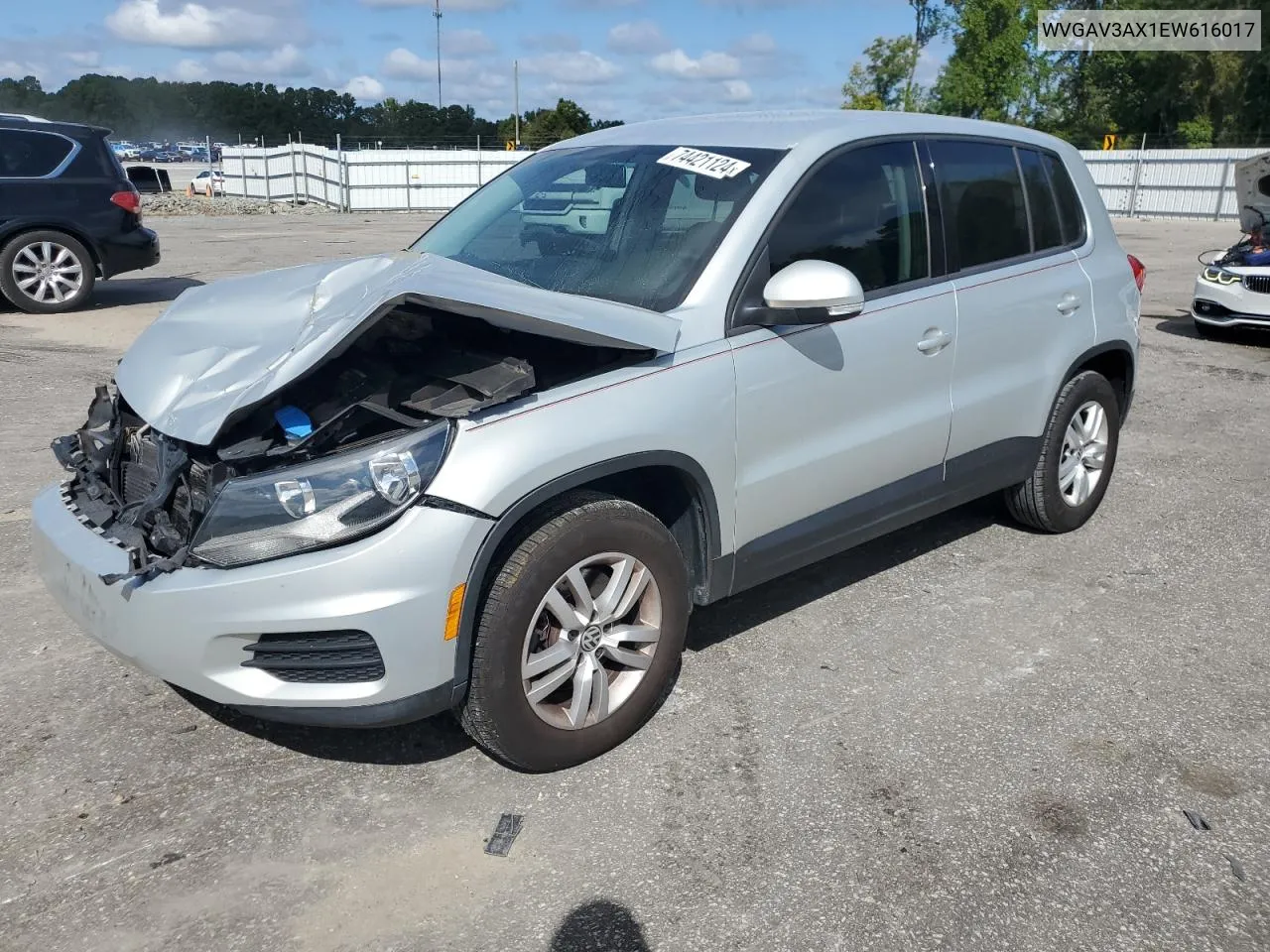 2014 Volkswagen Tiguan S VIN: WVGAV3AX1EW616017 Lot: 74421124