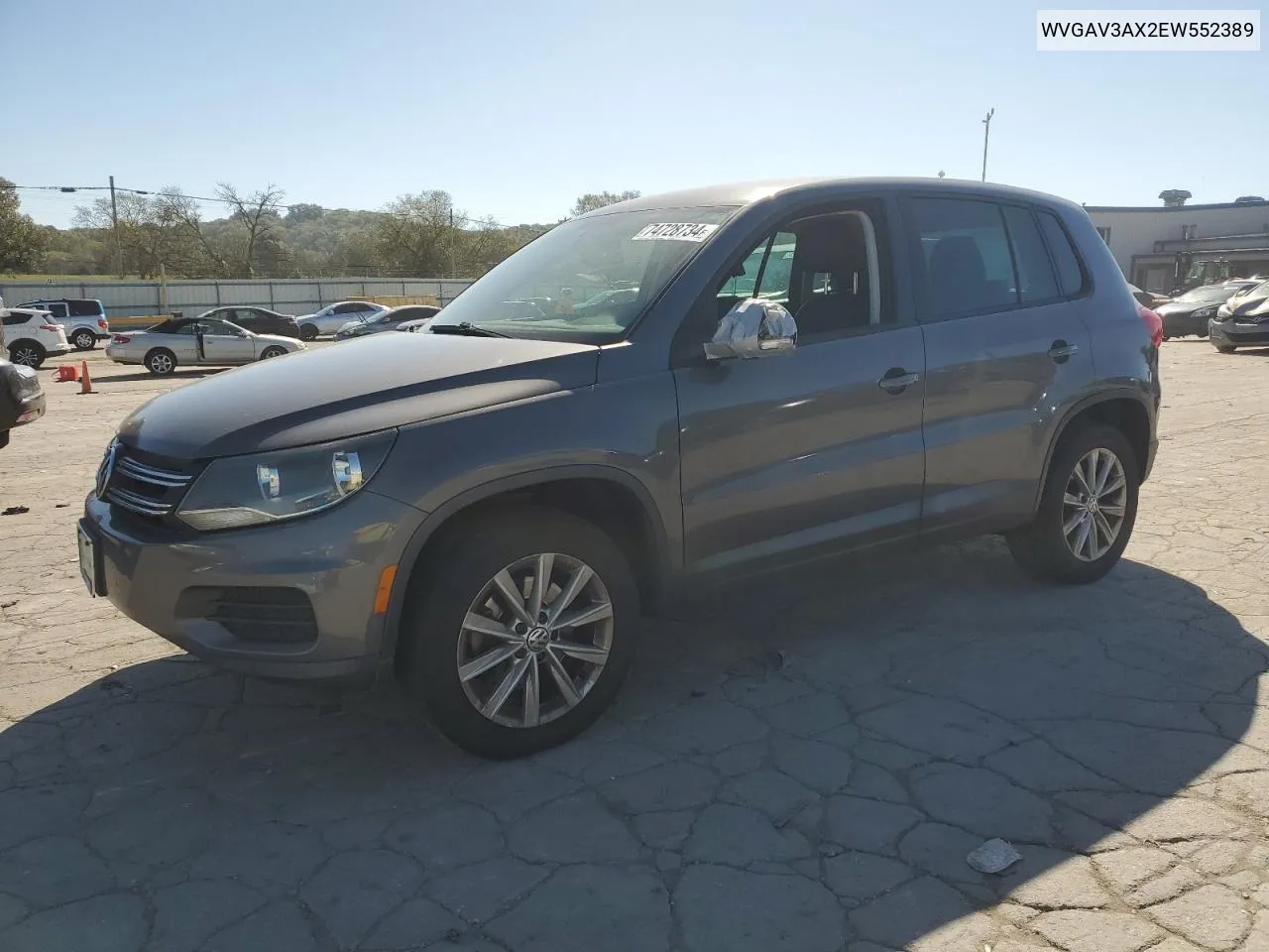 2014 Volkswagen Tiguan S VIN: WVGAV3AX2EW552389 Lot: 74728734