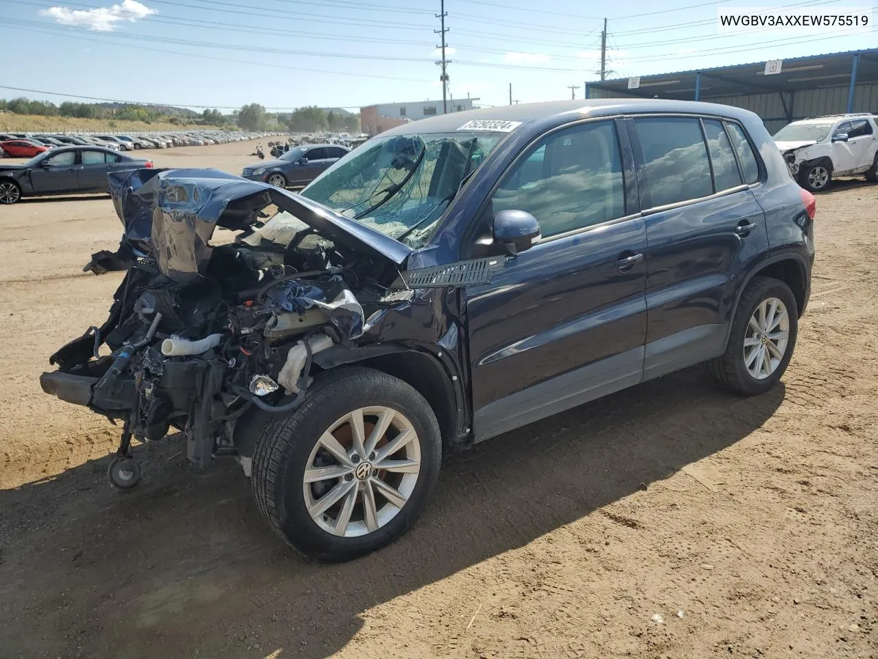 2014 Volkswagen Tiguan S VIN: WVGBV3AXXEW575519 Lot: 75292324