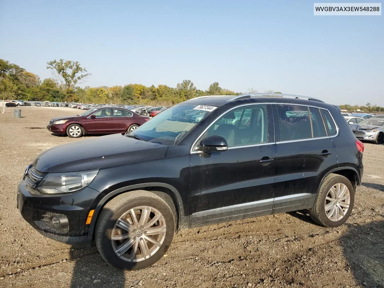 2014 Volkswagen Tiguan S VIN: WVGBV3AX3EW548288 Lot: 75627344