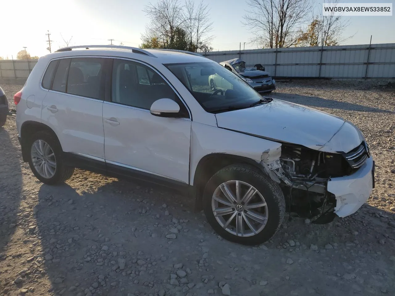 2014 Volkswagen Tiguan S VIN: WVGBV3AX8EW533852 Lot: 76826954