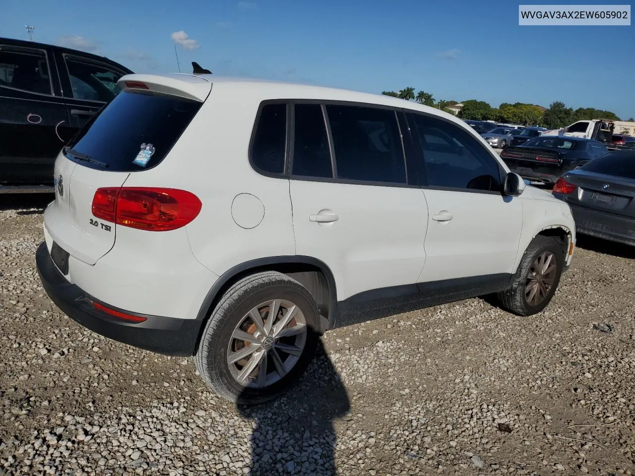 2014 Volkswagen Tiguan S VIN: WVGAV3AX2EW605902 Lot: 80139904