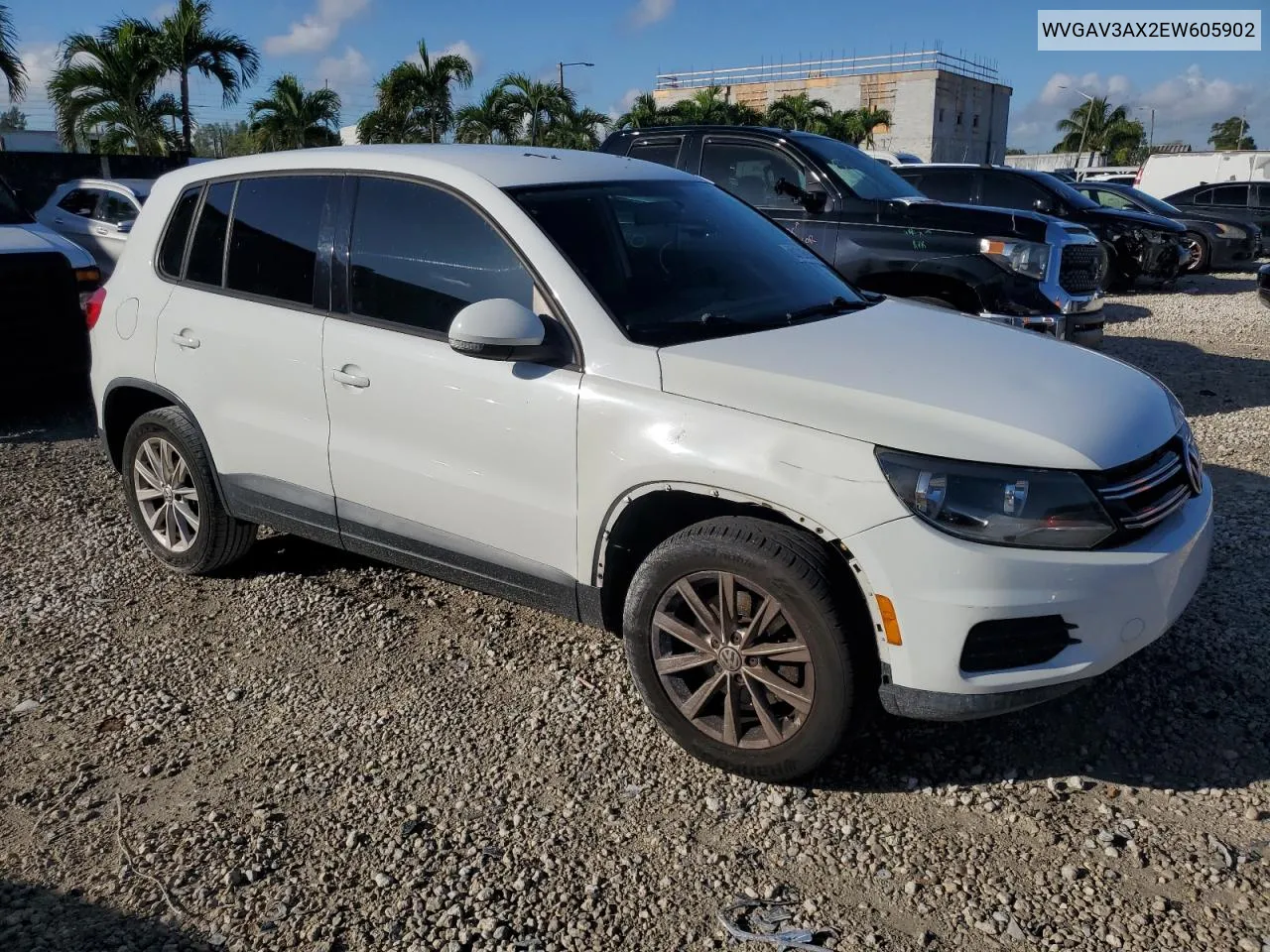 2014 Volkswagen Tiguan S VIN: WVGAV3AX2EW605902 Lot: 80139904