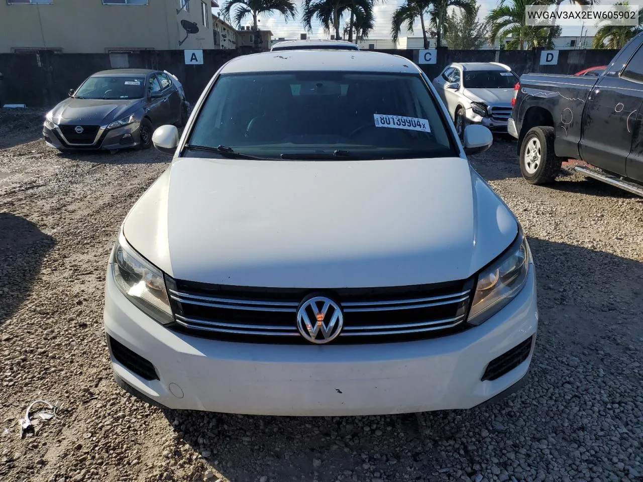 2014 Volkswagen Tiguan S VIN: WVGAV3AX2EW605902 Lot: 80139904