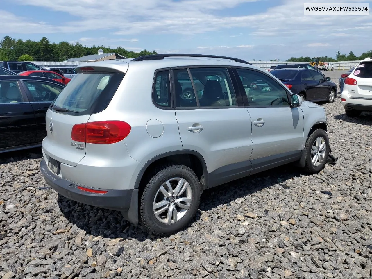 2015 Volkswagen Tiguan S VIN: WVGBV7AX0FW533594 Lot: 59728234