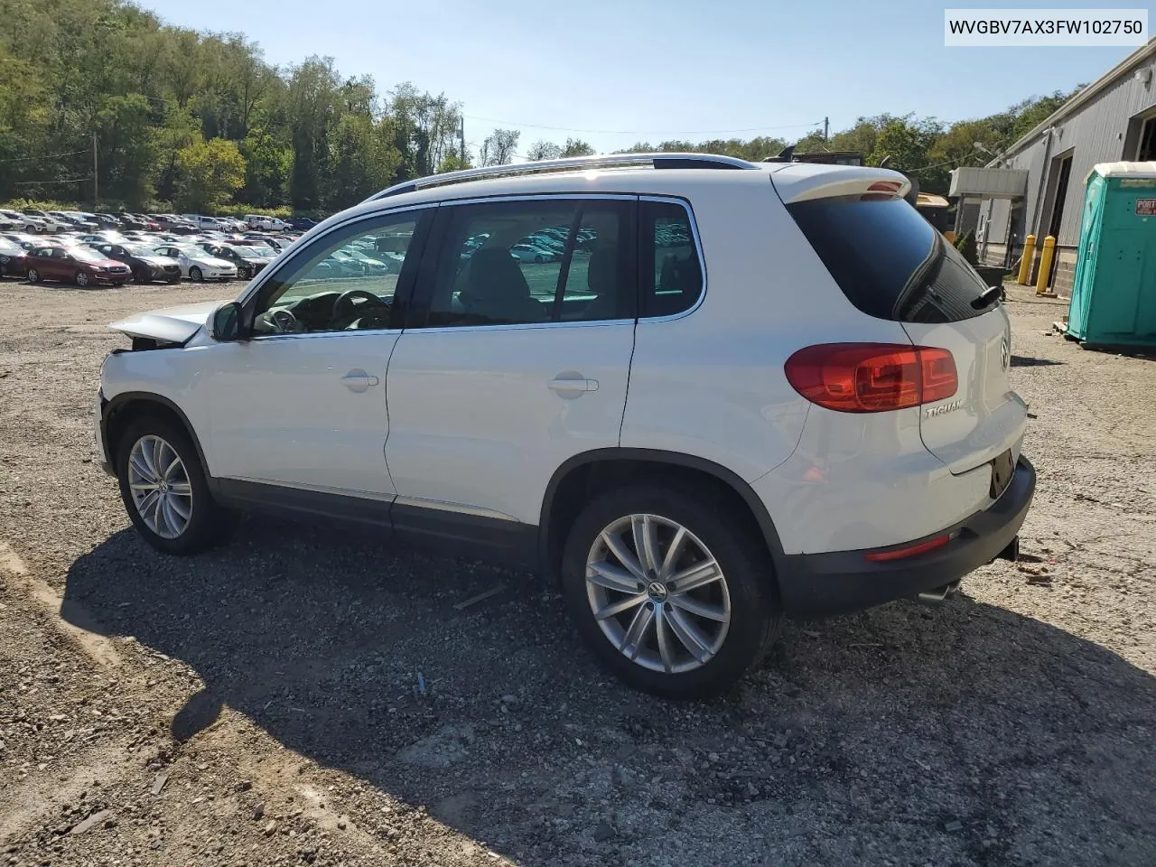 2015 Volkswagen Tiguan S VIN: WVGBV7AX3FW102750 Lot: 70594934