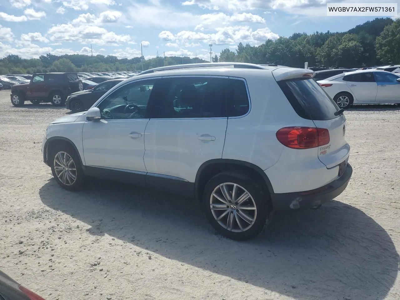 2015 Volkswagen Tiguan S VIN: WVGBV7AX2FW571361 Lot: 70838934