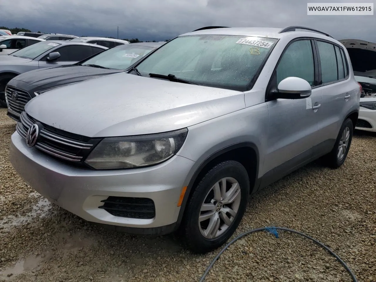 2015 Volkswagen Tiguan S VIN: WVGAV7AX1FW612915 Lot: 74437254