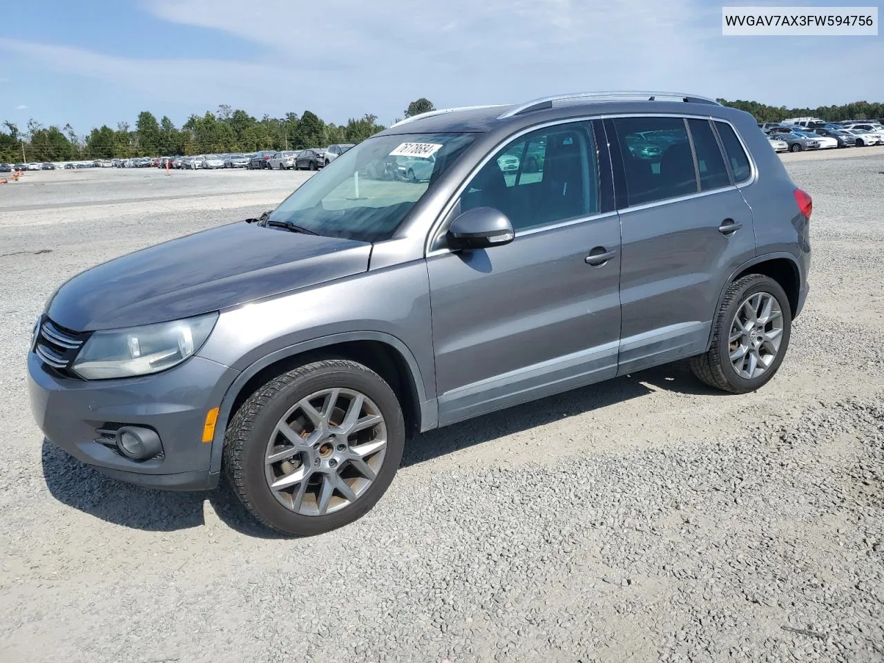 2015 Volkswagen Tiguan S VIN: WVGAV7AX3FW594756 Lot: 76178684