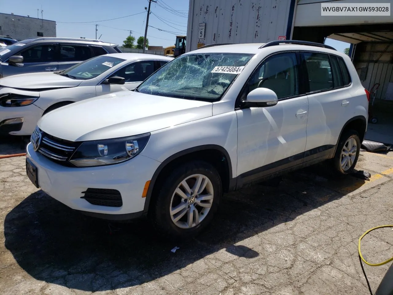 2016 Volkswagen Tiguan S VIN: WVGBV7AX1GW593028 Lot: 57425084