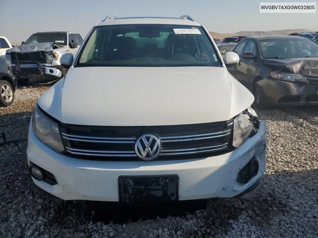 2016 Volkswagen Tiguan S VIN: WVGBV7AX0GW032805 Lot: 61288394