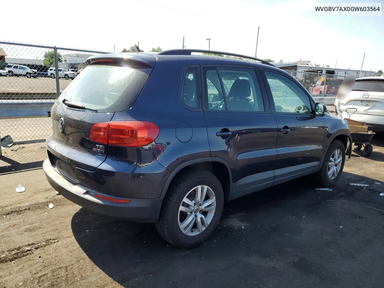 2016 Volkswagen Tiguan S VIN: WVGBV7AX0GW603564 Lot: 61958824